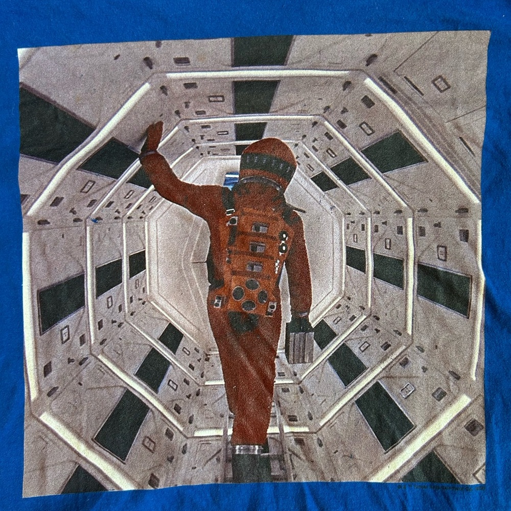 2001: A Space Odyssey Graphic Tee T Crew Neck Shirt Mens Size XL Blue